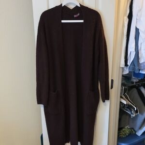 Vince Camuto Deep Burgandy Open Front Cardigan/Duster Sweater